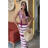 Çizgili Bikini Üst Ve Etek Lucky Life Kadın Triko Takım 