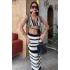 Çizgili Bikini Üst Ve Etek Lucky Life Kadın Triko Takım 
