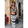 Çizgili Bikini Üst Ve Etek Lucky Life Kadın Triko Takım 