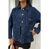 Lucky Life Kadın Yaka Siyah Garni Pul Payet Taşlı Oversize Denim Ceket