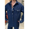 Gömlek Ve Palazzo Pantolon Lucky Life Kadın Klasik Denim Takım 