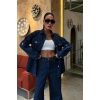 Gömlek Ve Palazzo Pantolon Lucky Life Kadın Klasik Denim Takım 