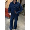 Gömlek Ve Palazzo Pantolon Lucky Life Kadın Klasik Denim Takım 