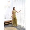 Lucky Life Kadın Keten Gi̇peli̇ Crop Ve Pantolon İki̇li̇ Takim