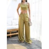Lucky Life Kadın Keten Gi̇peli̇ Crop Ve Pantolon İki̇li̇ Takim