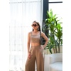 Lucky Life Kadın Keten Gi̇peli̇ Crop Ve Pantolon İki̇li̇ Takim