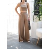 Lucky Life Kadın Keten Gi̇peli̇ Crop Ve Pantolon İki̇li̇ Takim