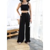 Lucky Life Kadın Keten Gi̇peli̇ Crop Ve Pantolon İki̇li̇ Takim