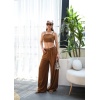 Lucky Life Kadın Keten Gi̇peli̇ Crop Ve Pantolon İki̇li̇ Takim