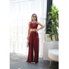 Lucky Life Kadın Keten Gi̇peli̇ Crop Ve Pantolon İki̇li̇ Takim