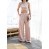 Lucky Life Kadın Keten Gi̇peli̇ Crop Ve Pantolon İki̇li̇ Takim