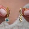 Lucky Life Gümüş Mavi Taşlı Gold Çiçek Kadın Set