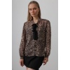Fiyonk Detaylı Leopar Bluz - Leopar