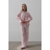 Çzgili Bağlamalı Pantolon Takım - Pembe