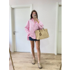 Yakalı Yandan Yırtmaçlı Gömlek - Pembe
