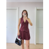 Takım Görünümlu Yelekli Mini Elbise- Bordo