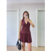 Takım Görünümlu Yelekli Mini Elbise- Bordo