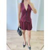 Takım Görünümlu Yelekli Mini Elbise- Bordo