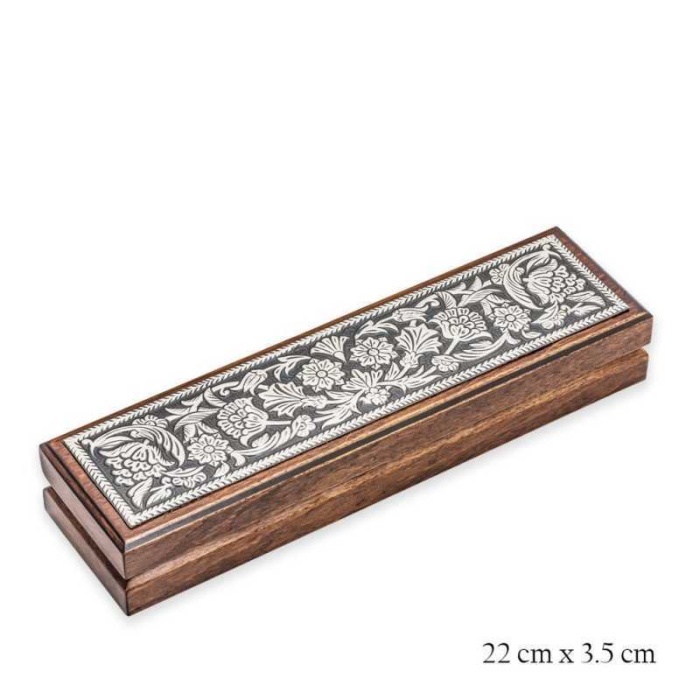 Lucky Life 925 Ayar Gumuss  Çiçek Desenli Ahşap Tesbih Kutusu