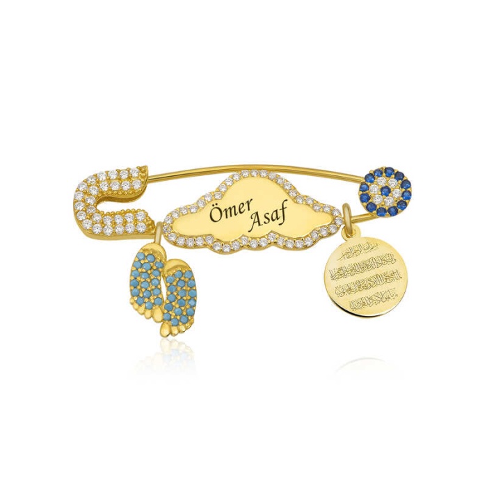 Lucky Life 925 Ayar Gumuss  İsimli Bebek Yaka İğnesi