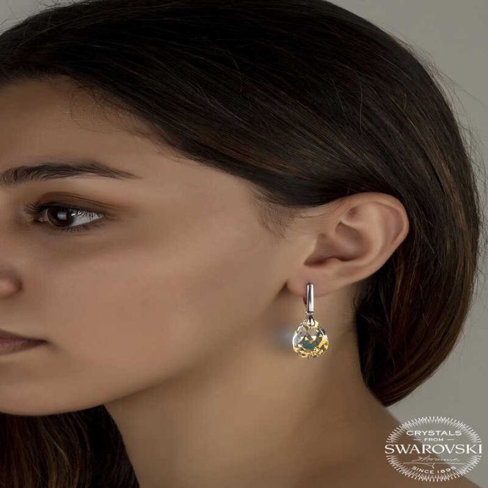 Swarovski Crystal Taşlı Lucky Life 925 Ayar Gumuss  Damla Sallantılı Lucky Life Lucky Life Kadın Küpe
