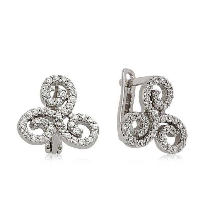 Lucky Life 925 Ayar Gumuss  Beyaz Taşlı Küpe