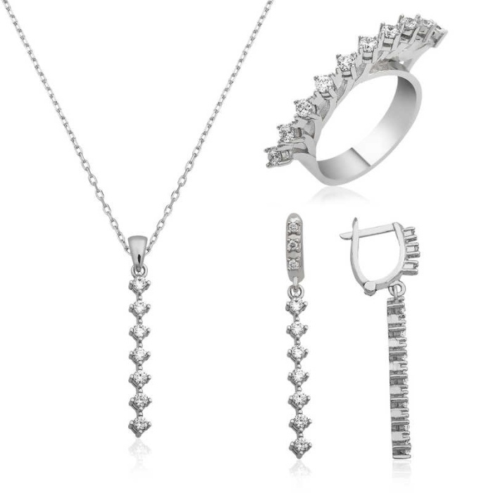 Lucky Life 925 Ayar Gumuss  Sıra Taşlı Bayan Set