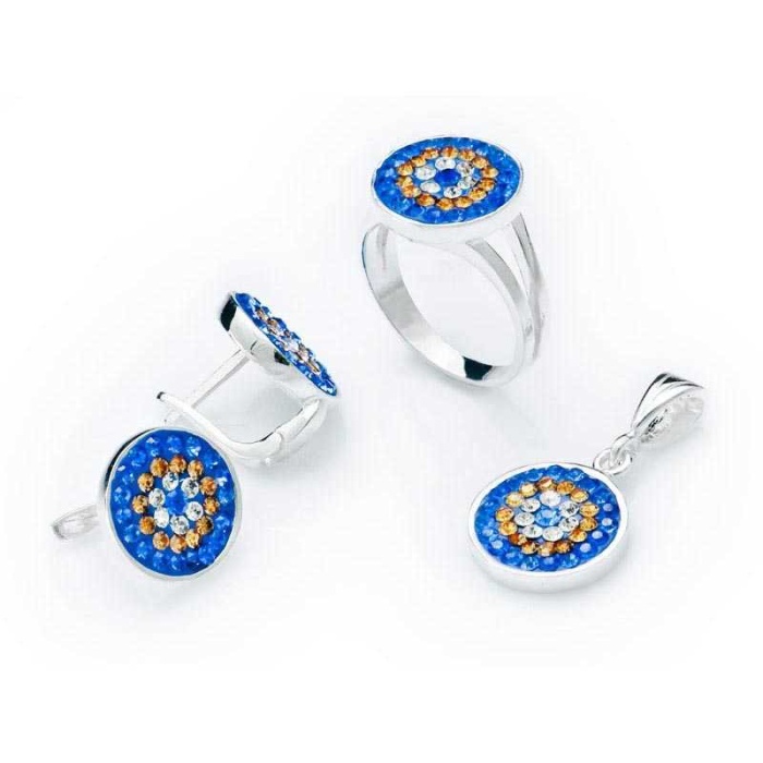 Lucky Life 925 Ayar Gumuss  Nazarlı Yuvarlak Bayan Set