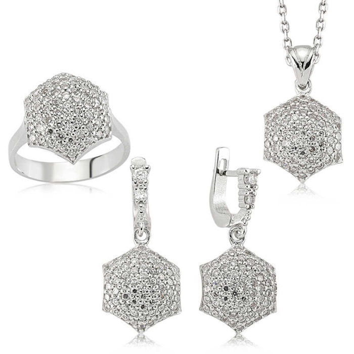 Lucky Life 925 Ayar Gumuss  Zirkon Taşlı Bayan Set