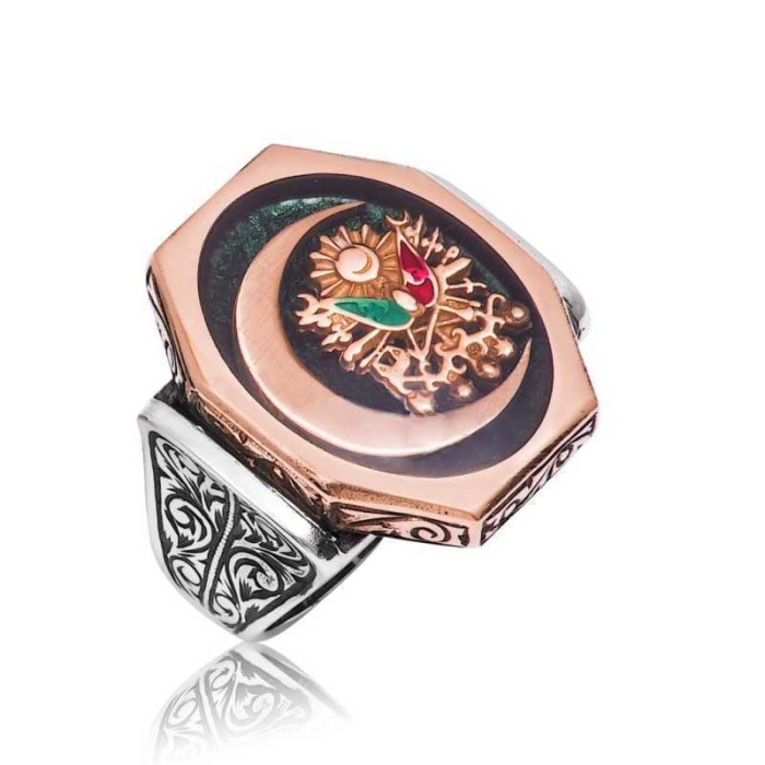 Lucky Life 925 Ayar Gumuss  Osmanlı Devlet Armalı Erkek Yüzük