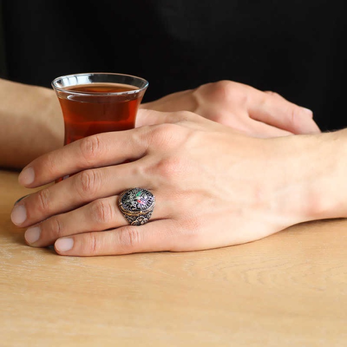 Lucky Life 925 Ayar Gumuss  Osmanlı Devlet Arması Erkek Yüzük