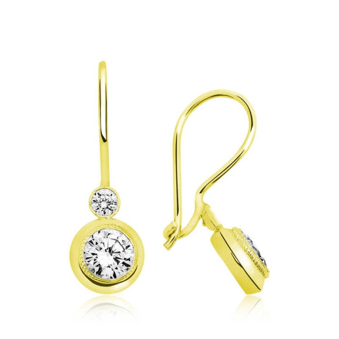 ​Lucky Life 925 Ayar Gumuss  Gold Sallantılı Tek Taş Küpe