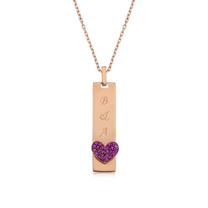 Lucky Life 925 Ayar Gumuss  Rose Kalpli Plaka Kolye