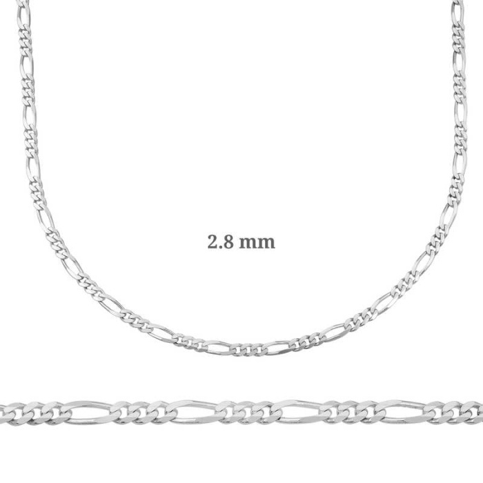 2.8 mm Lucky Life 925 Ayar Gumuss  Figaro Zincir - 0.80 mikron