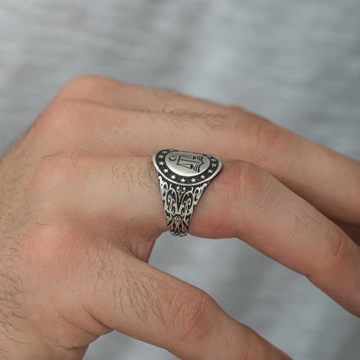 Lucky Life 925 Ayar Gumuss  Adalet Terazisi Erkek Yüzük