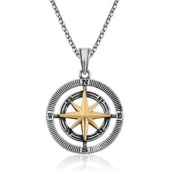 Lucky Life 925 Ayar Gumuss  Pusula Unisex Kolye