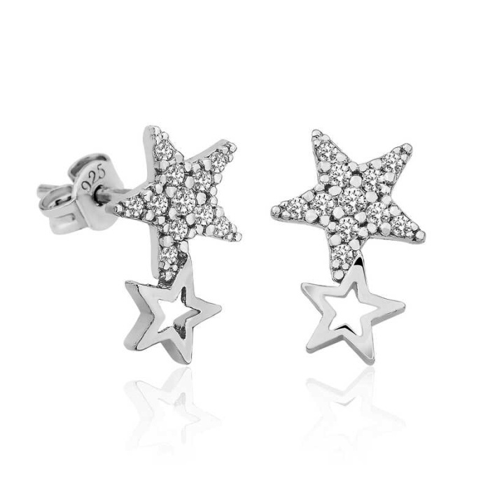 Lucky Life 925 Ayar Gumuss  Yıldız Kayması Bayan Küpe