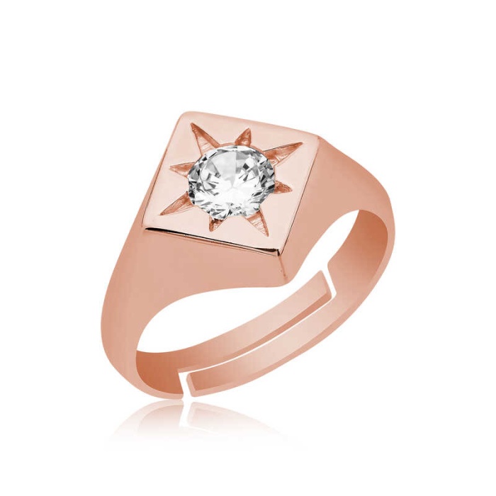 ​Lucky Life 925 Ayar Gumuss  Ayarlanabilir Rose Kutup Yıldızı Şovalye Yüzük