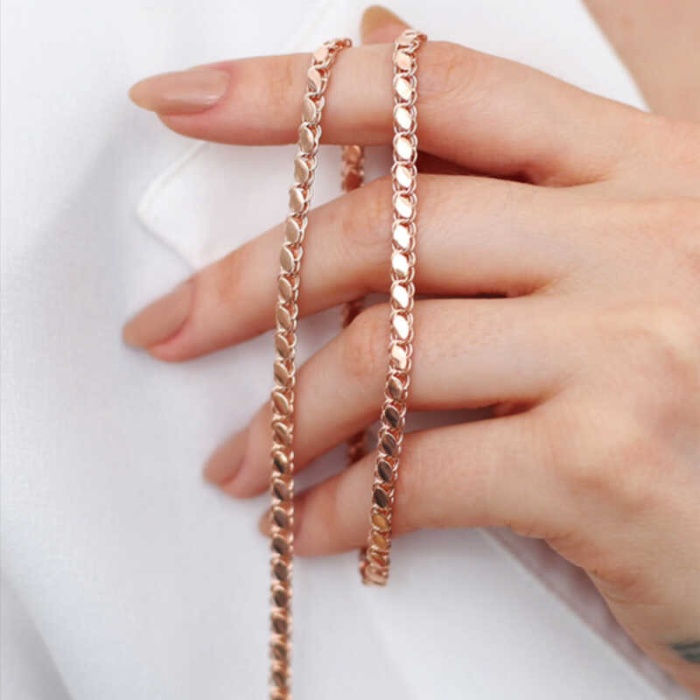 Lucky Life 925 Ayar Gumuss  Rose Pullu Arpa Zincir