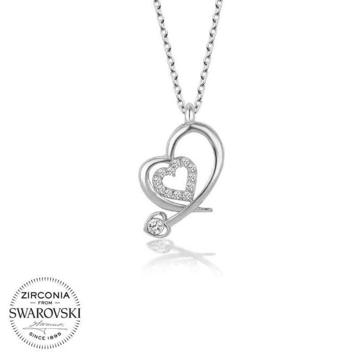 Swarovski Taşlı Lucky Life 925 Ayar Gumuss  Kalp Bayan Kolye