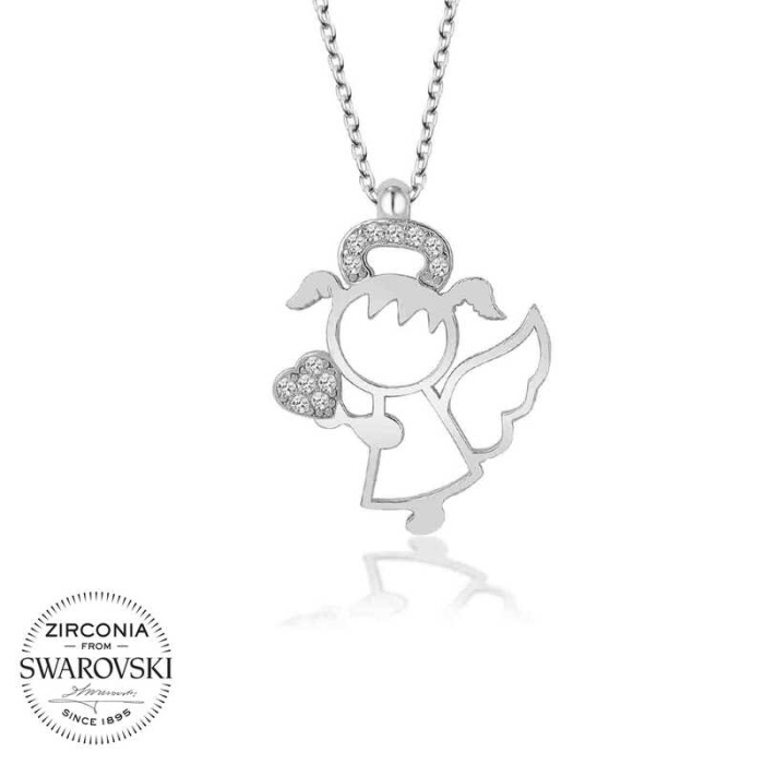 Swarovski Taşlı Lucky Life 925 Ayar Gumuss  Su Perisi Bayan Kolye