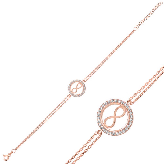 Lucky Life 925 Ayar Gumuss  Rose Sonsuzluk Bayan Bileklik