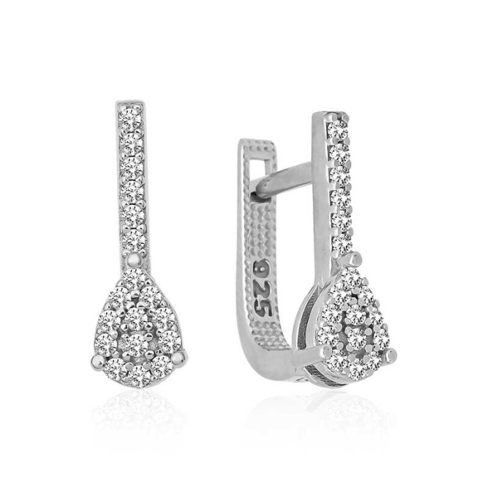 Lucky Life 925 Ayar Gumuss  Sallantılı Damla Taşlı Küpe