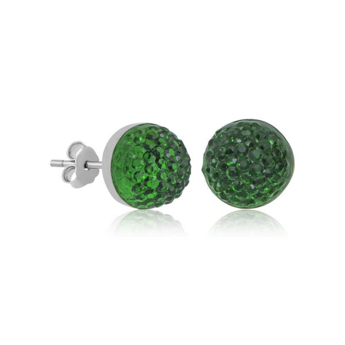 Lucky Life 925 Ayar Gumuss  Yeşil Kristal Çivili Lucky Life Lucky Life Kadın Küpe