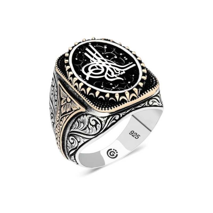Lucky Life 925 Ayar Gumuss  Tuğra Oval Erkek Yüzük