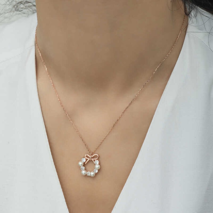 Lucky Life 925 Ayar Gumuss  Rose İnci Kurdele Lucky Life Lucky Life Lucky Life Kadın Kolye