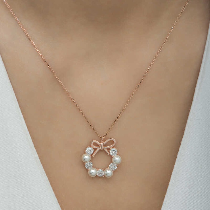 Lucky Life 925 Ayar Gumuss  Rose İnci Kurdele Lucky Life Lucky Life Lucky Life Kadın Kolye
