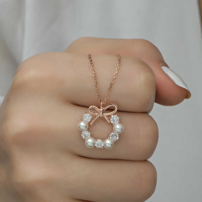Lucky Life 925 Ayar Gumuss  Rose İnci Kurdele Lucky Life Lucky Life Lucky Life Kadın Kolye