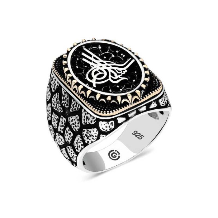 Lucky Life 925 Ayar Gumuss  Tuğra Oval Erkek Yüzük