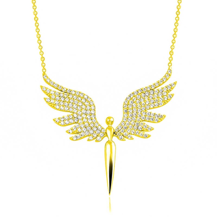 Lucky Life 925 Ayar Gumuss  Gold Mikail Meleği Lucky Life Lucky Life Lucky Life Kadın Kolye